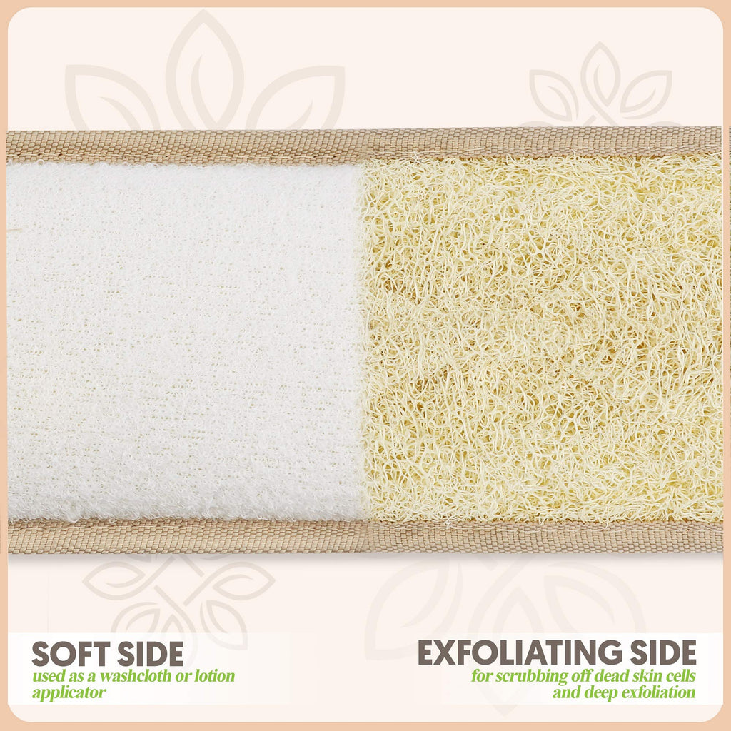 ALMOONI Natural Egyptian Loofah Back Scrubber — 38in Long Exfoliating Shower Tool