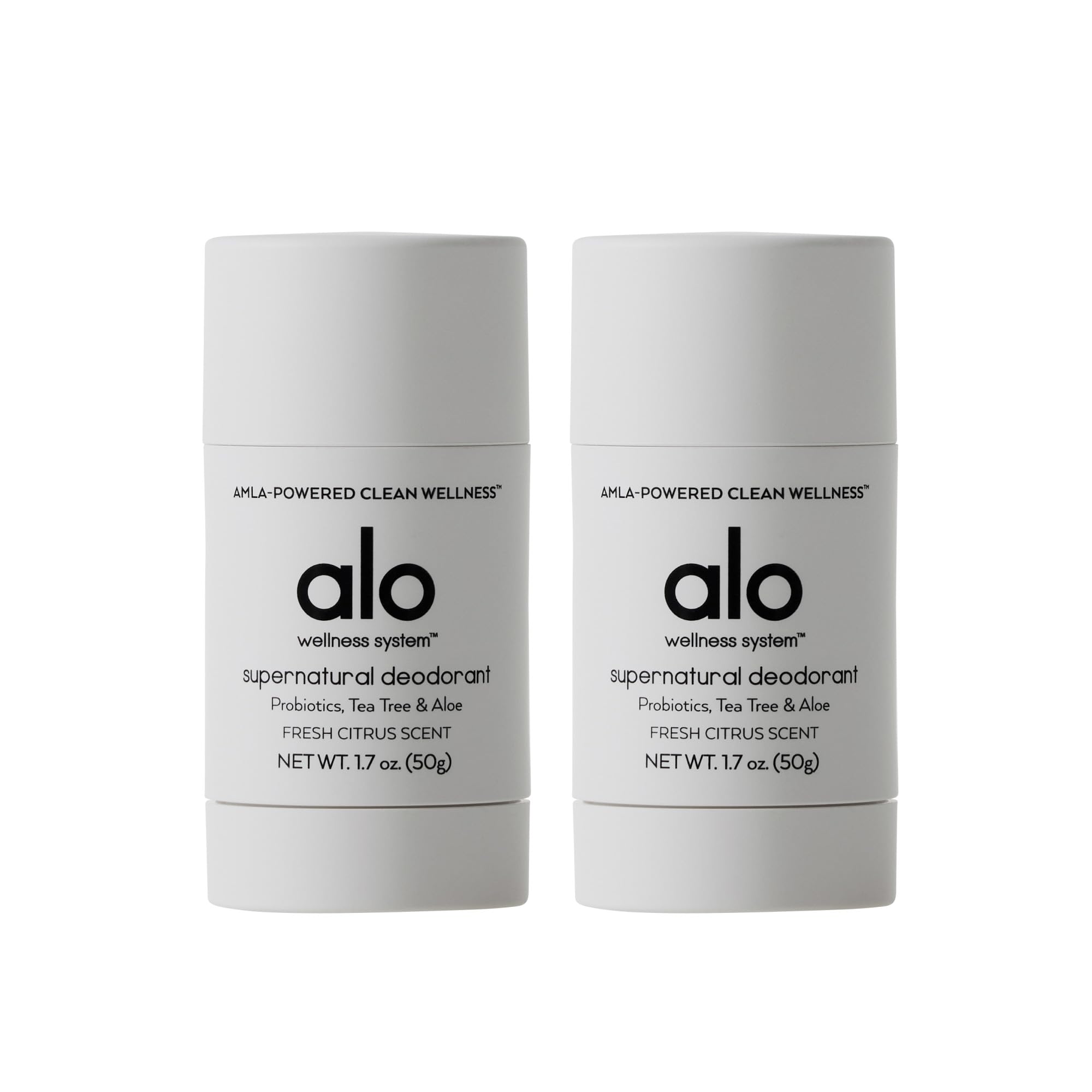 Alo Supernatural Deodorant – Aluminum-Free, Citrus Scent, Aloe + Hyaluronic Acid | Pack of 2
