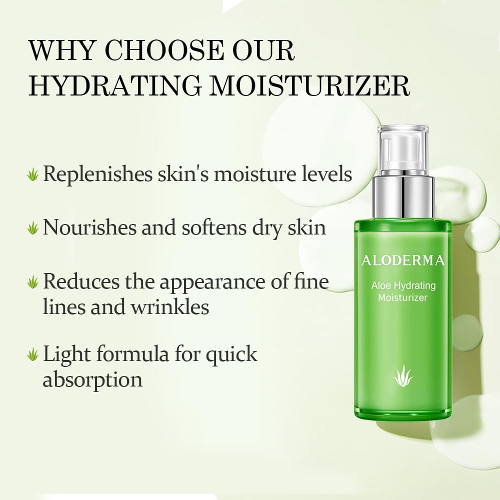 Aloderma 71% Organic Aloe Vera Hydrating Face Moisturizer — Lightweight, Oil-Free with Hyaluronic Acid | 3.5oz