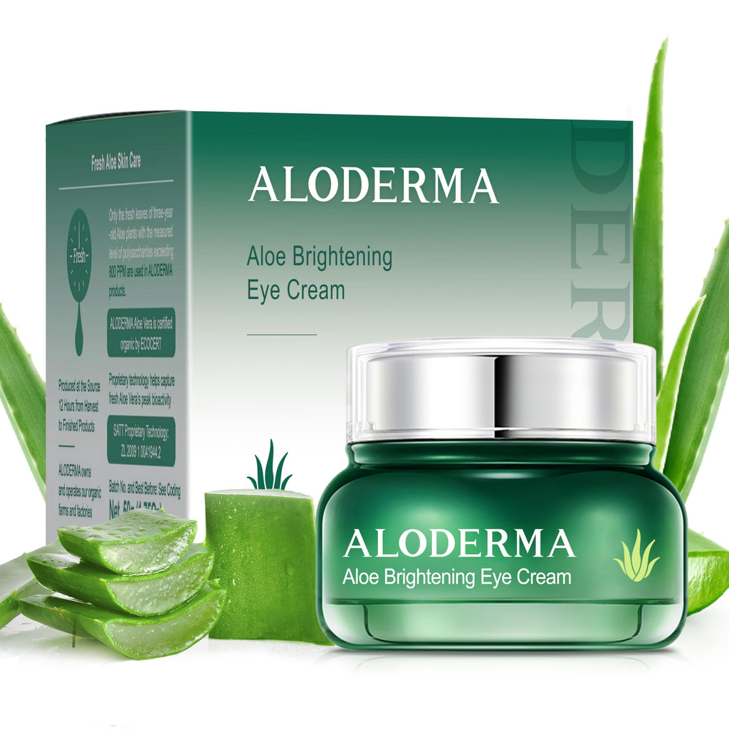 Aloderma Brightening Eye Cream with Organic Aloe Vera – Hydrating Eye Care for Dark Circles & Puffiness