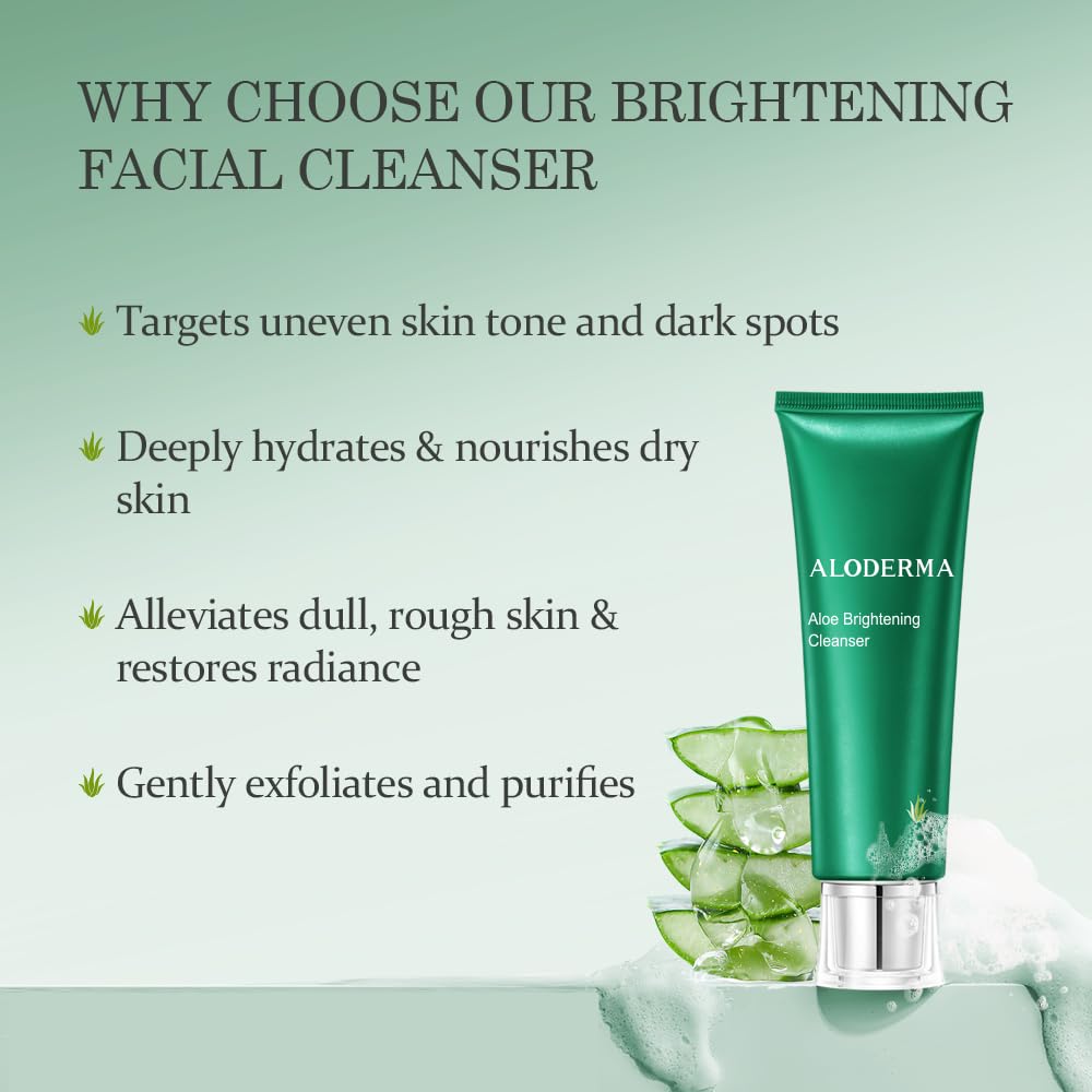 Aloderma Skin Brightening Cleanser – Organic Aloe, Niacinamide & Papaya, 4.2oz