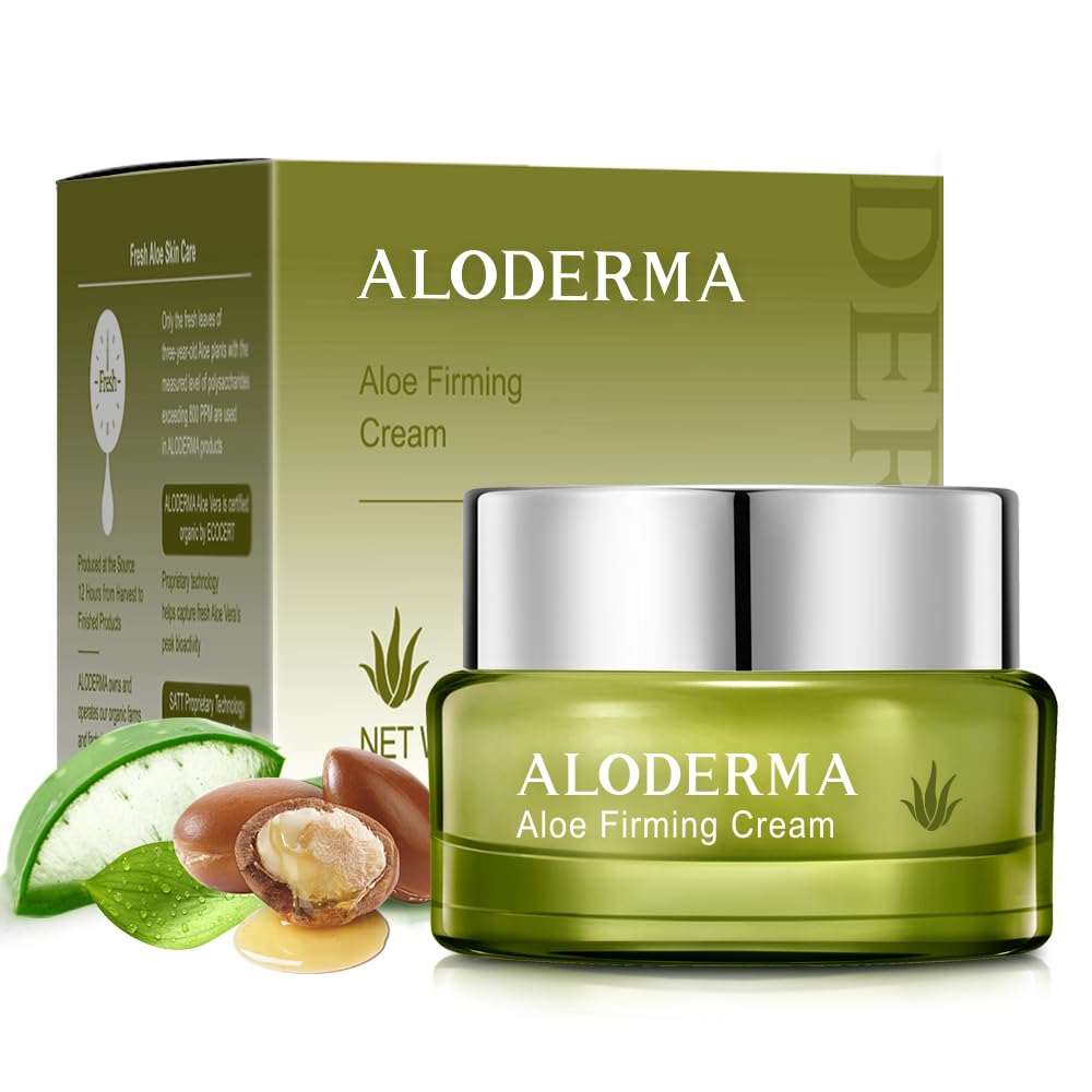 Aloderma Firming Cream for Face and Neck – 62% Organic Aloe Vera, Hyaluronic Acid & Carnosine