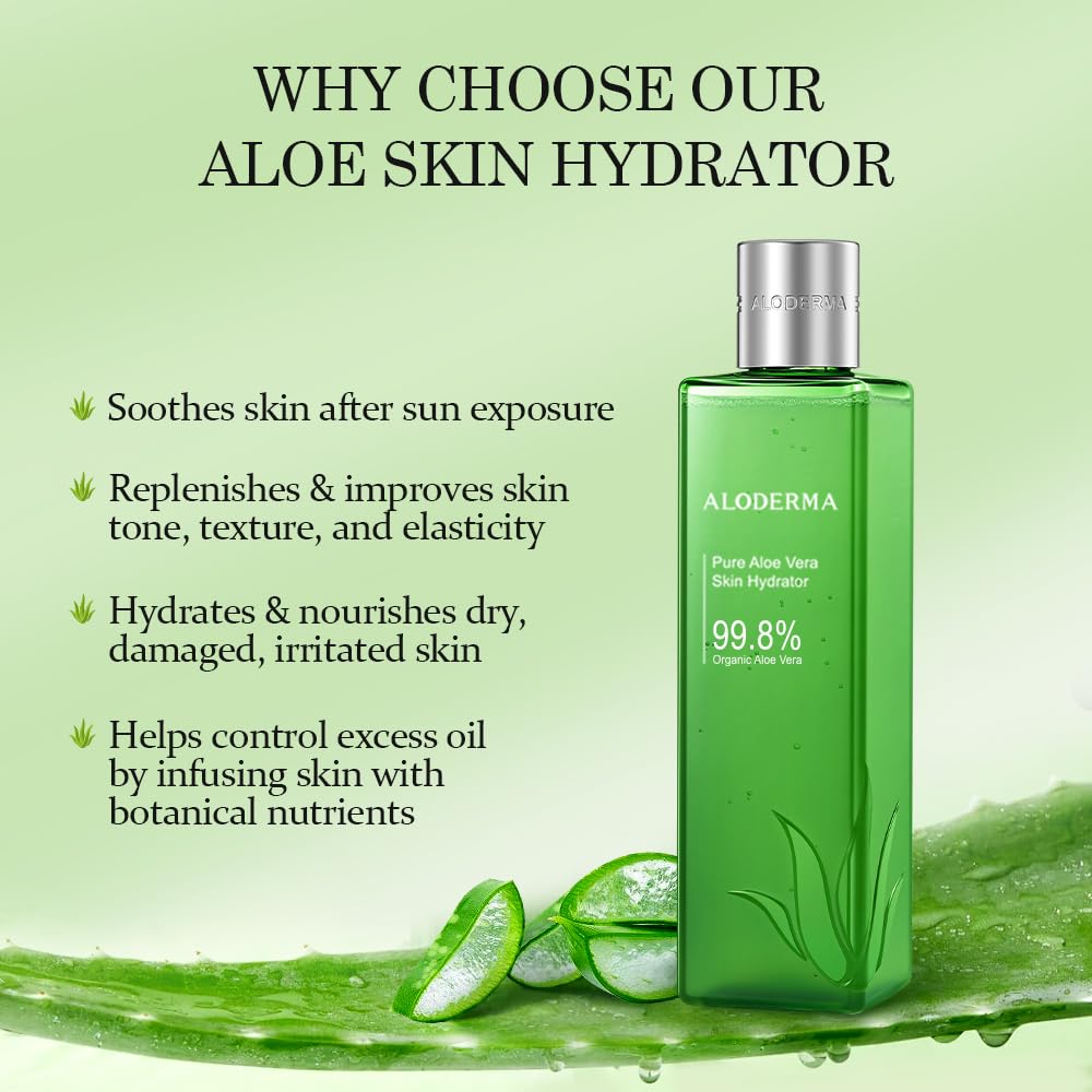 Aloderma Fresh Aloe Vera Face Hydrator – 99.8% Organic Aloe, 240ml, No Thickeners, For Acne-Prone & Sensitive Skin