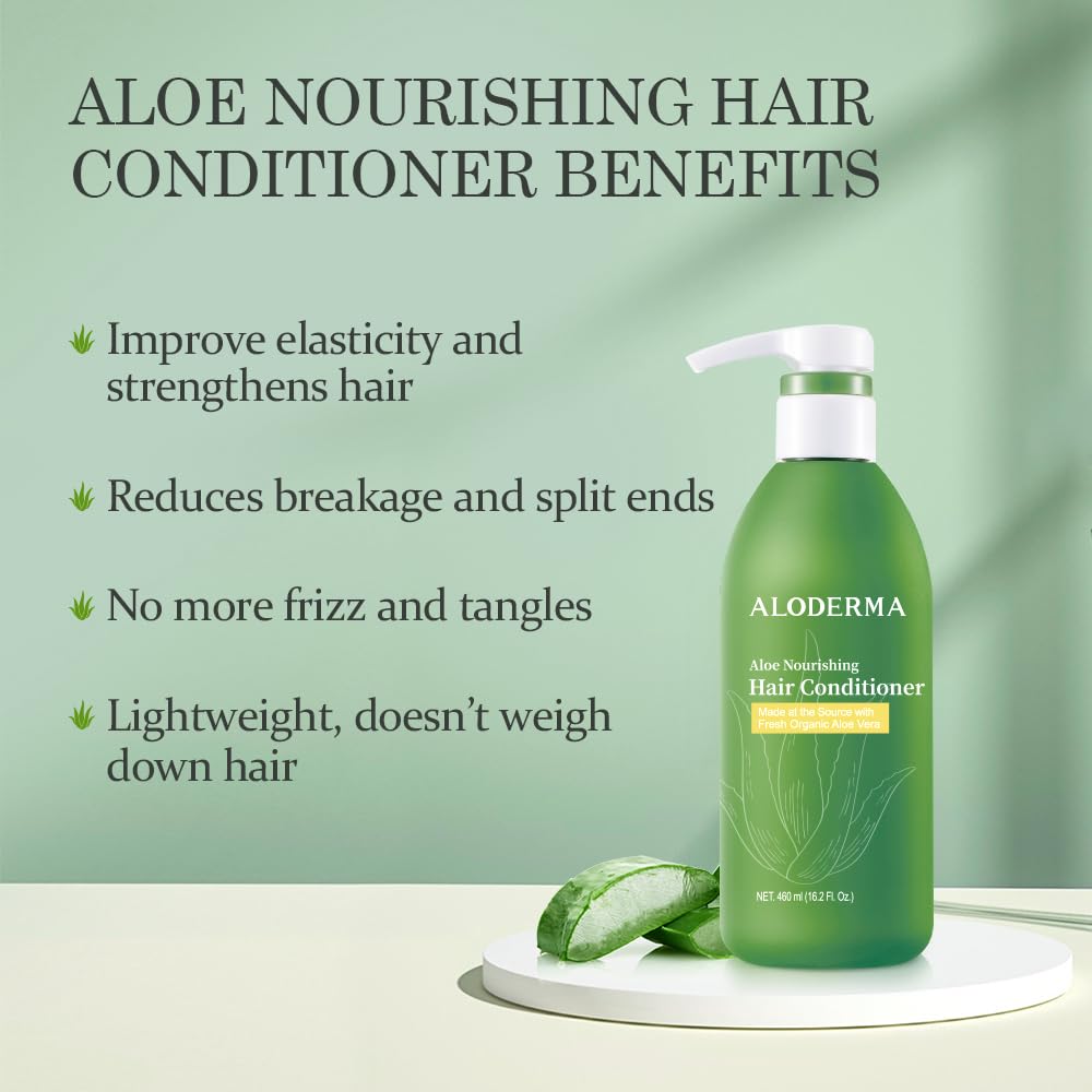 Aloderma Aloe Nourishing Hair Conditioner 16oz – Fresh Organic Aloe Vera + Crambe Seed Oil