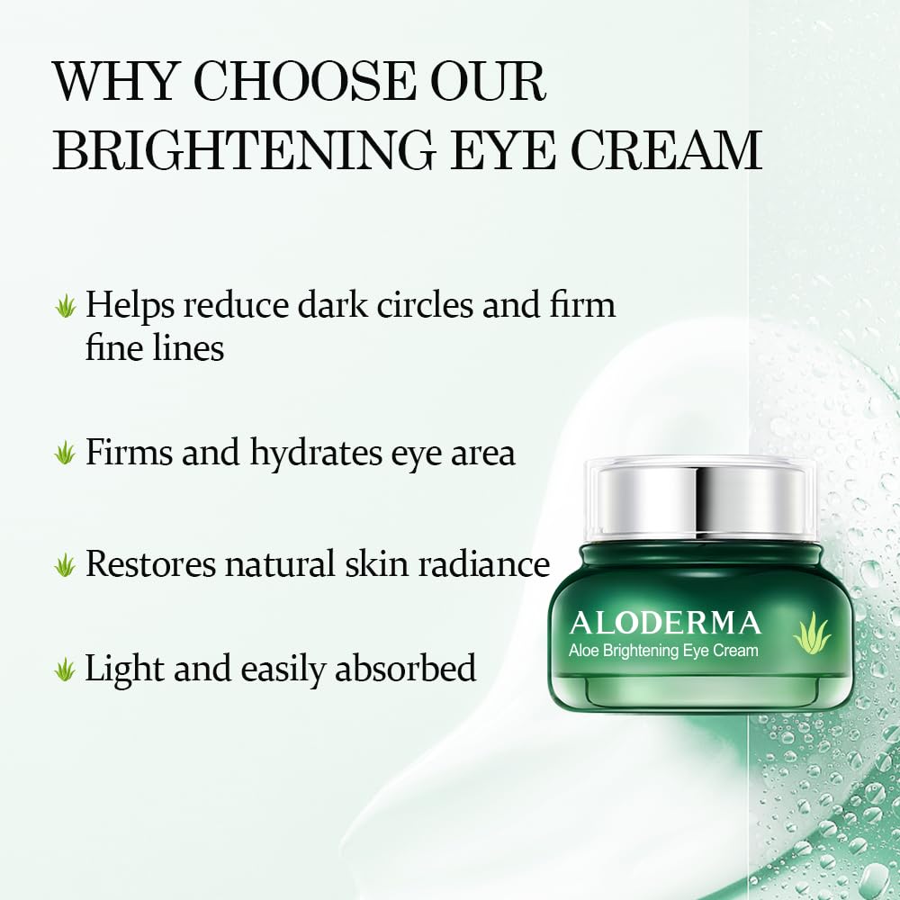 Aloderma Brightening Eye Cream with Organic Aloe Vera – Hydrating Eye Care for Dark Circles & Puffiness