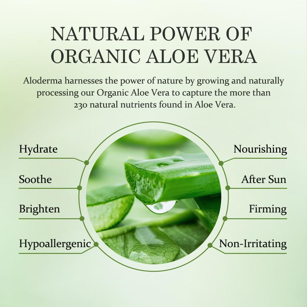 Aloderma 71% Organic Aloe Vera Hydrating Face Moisturizer — Lightweight, Oil-Free with Hyaluronic Acid | 3.5oz