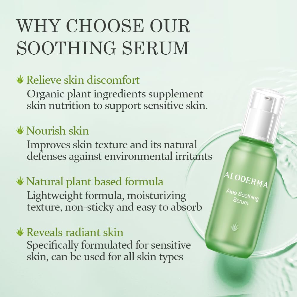Aloderma Soothing Face Serum — 65% Organic Aloe Vera, Beta-Glucan & Arginine