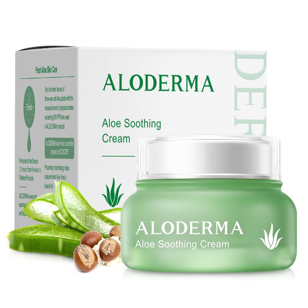 Aloderma Soothing Face Cream – 75% Organic Aloe Vera, Squalane & Vitamin E for Dry & Sensitive Skin