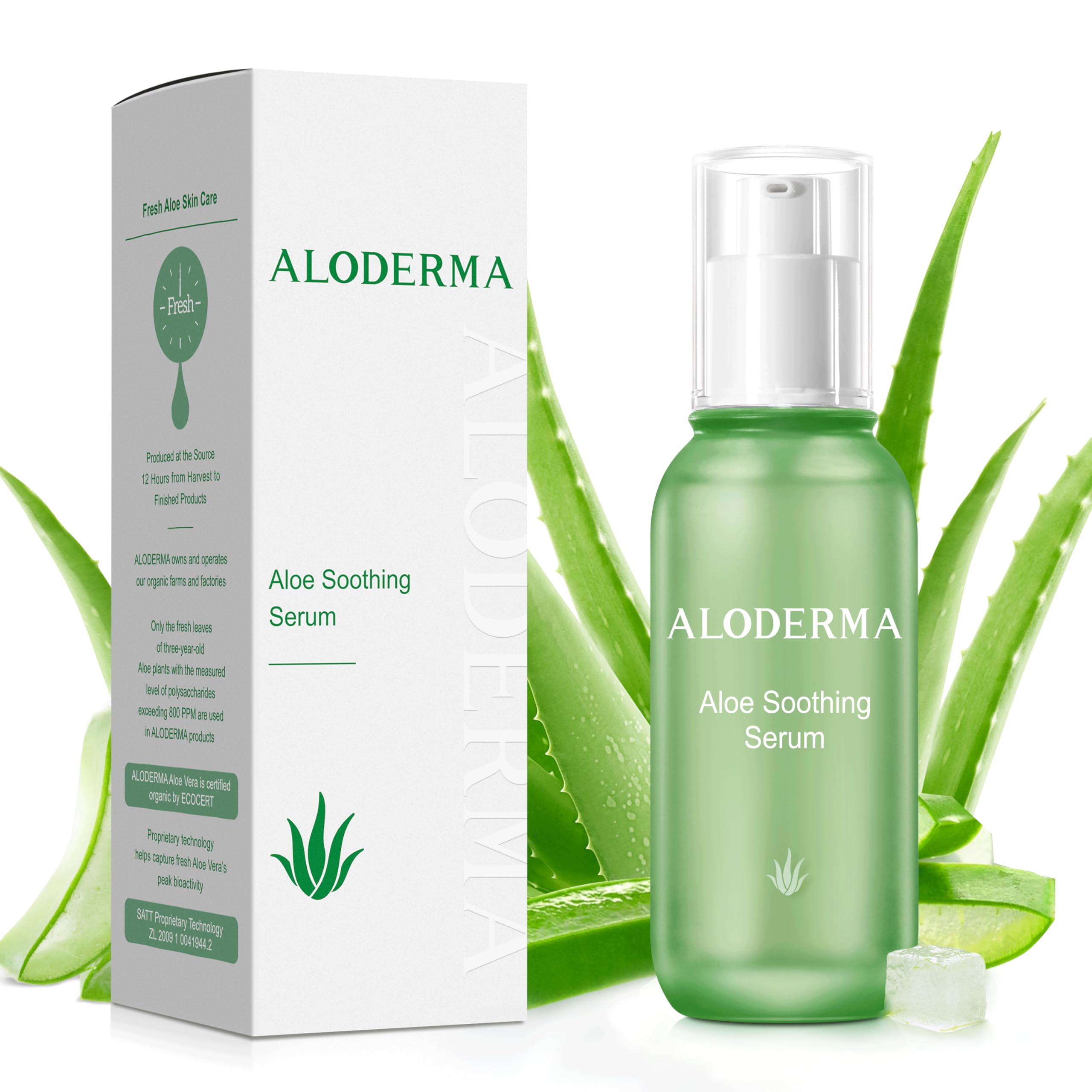Aloderma Soothing Face Serum — 65% Organic Aloe Vera, Beta-Glucan & Arginine