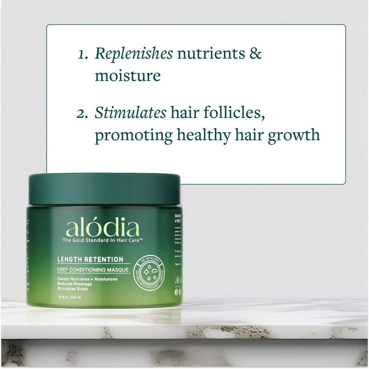 ALODIA Nourish & Hydrate Deep Conditioning Masque – Avocado & Peppermint Oil for Curly Hair (12 oz)