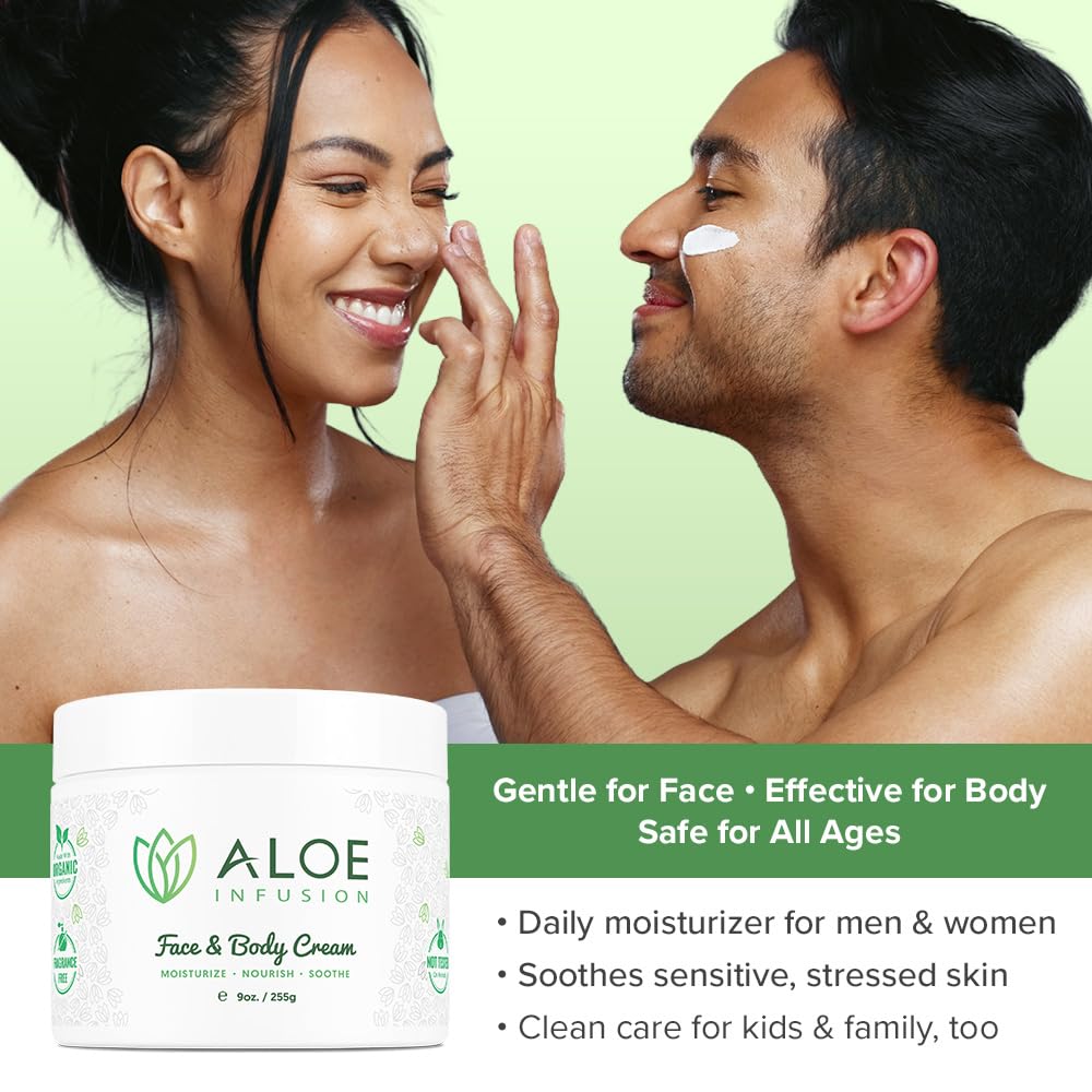 Aloe Infusion Aloe Vera Face & Body Cream – Deep Hydration, Non-Greasy Moisturizer with Shea Butter & Manuka Honey