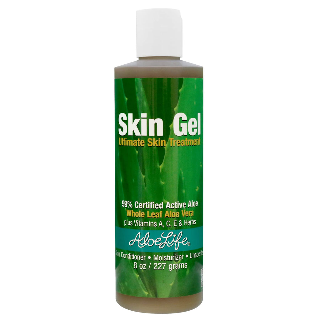 Aloe Life Skin Gel & Herbs – 99% Organic Whole Leaf Aloe Vera, Fragrance-Free 8 oz