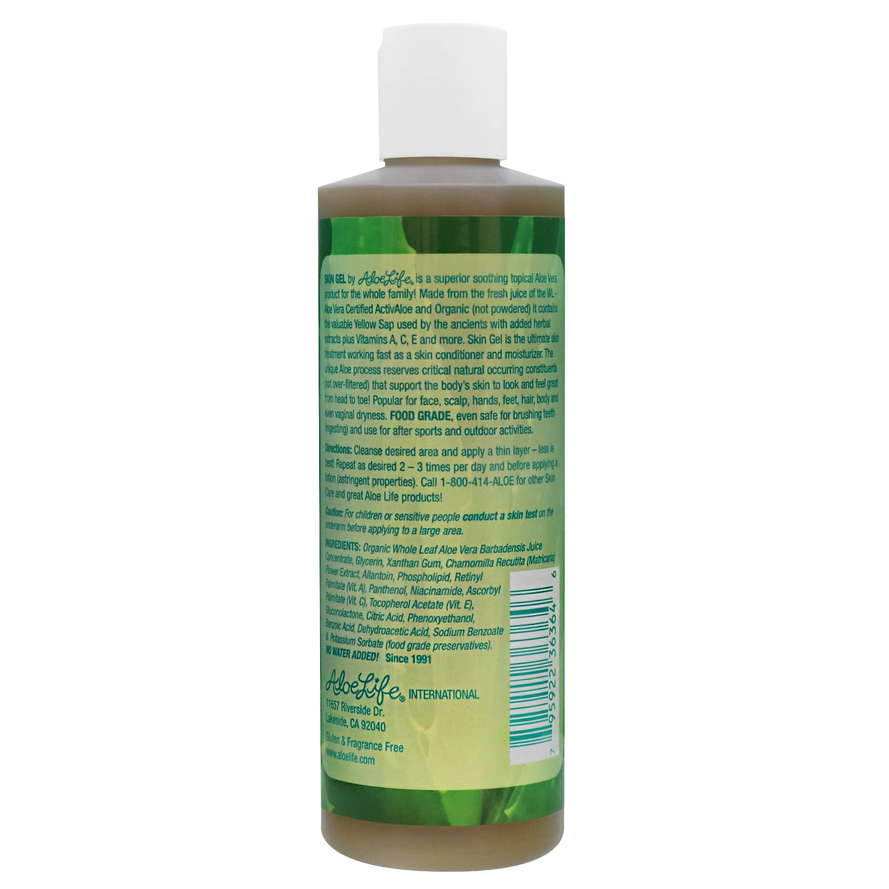 Aloe Life Skin Gel & Herbs – 99% Organic Whole Leaf Aloe Vera, Fragrance-Free 8 oz