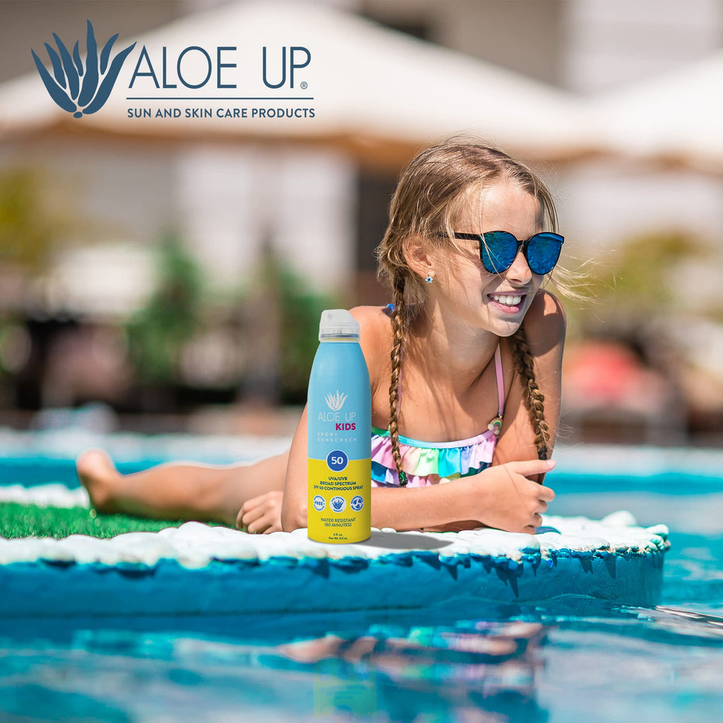 ALOE UP Kids SPF 50 Continuous Sport Sunscreen Spray – Broad Spectrum, Fragrance-Free, Reef-Safe