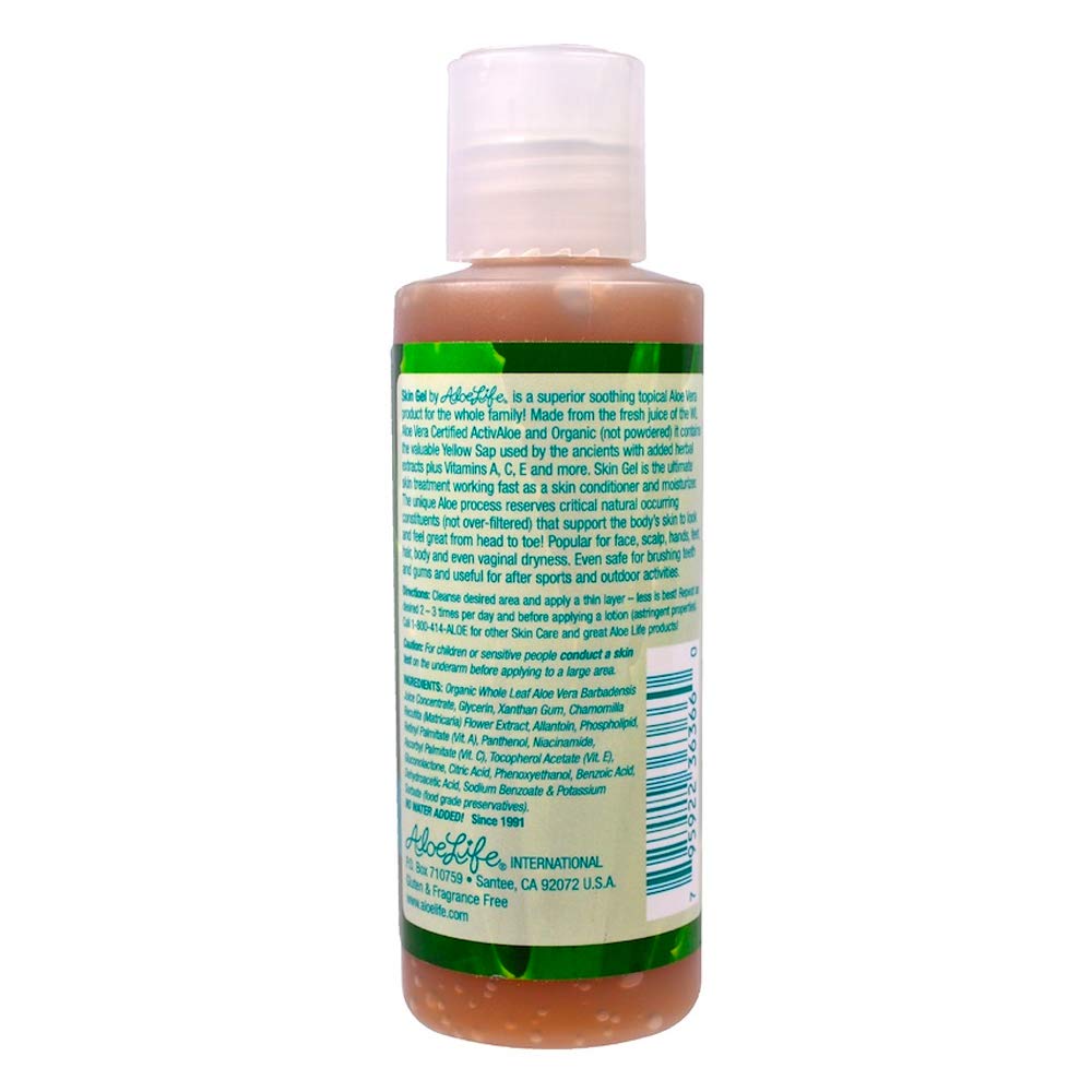 Aloe Life Skin Gel & Herbs – Organic Whole-Leaf Aloe Vera, Fragrance-Free (4 oz)