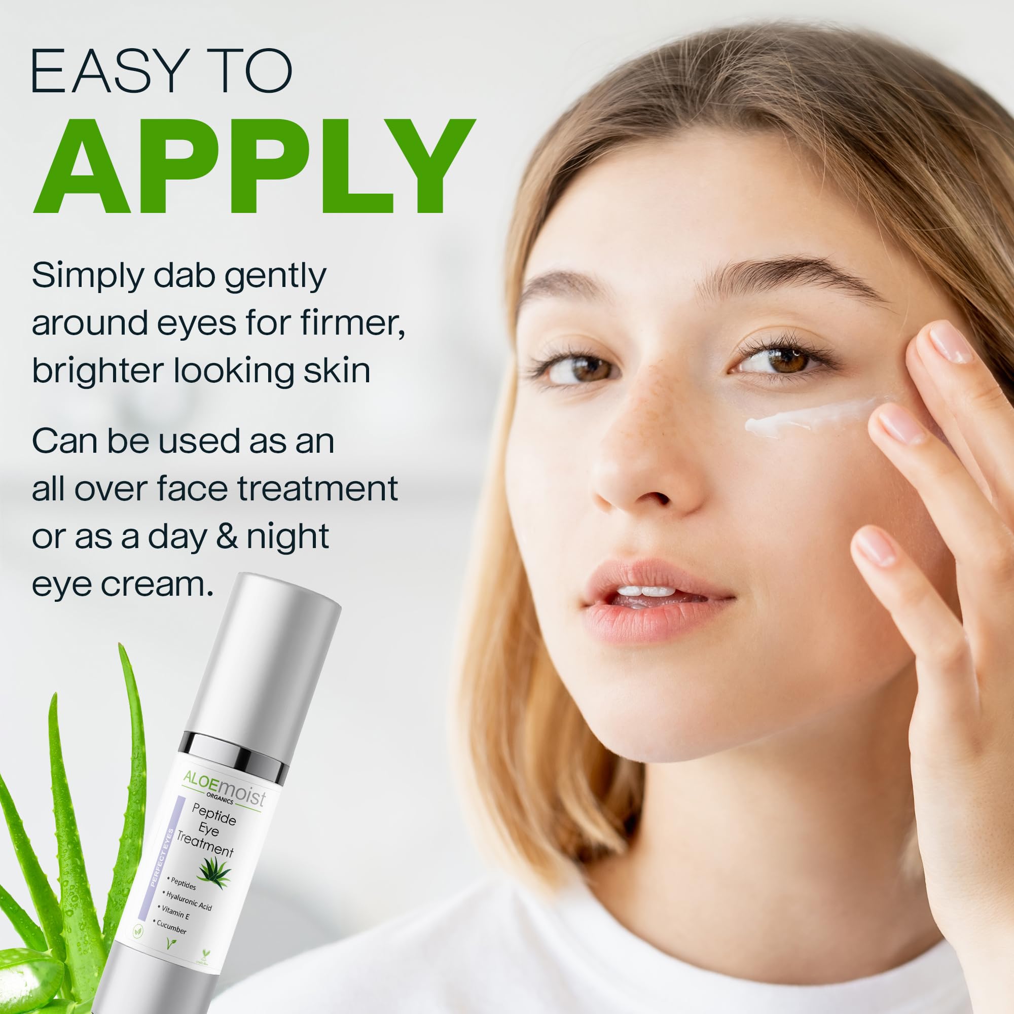 AloeMoist Peptide Eye Cream – Hydrating Anti-Aging Under-Eye Treatment (0.5 oz)