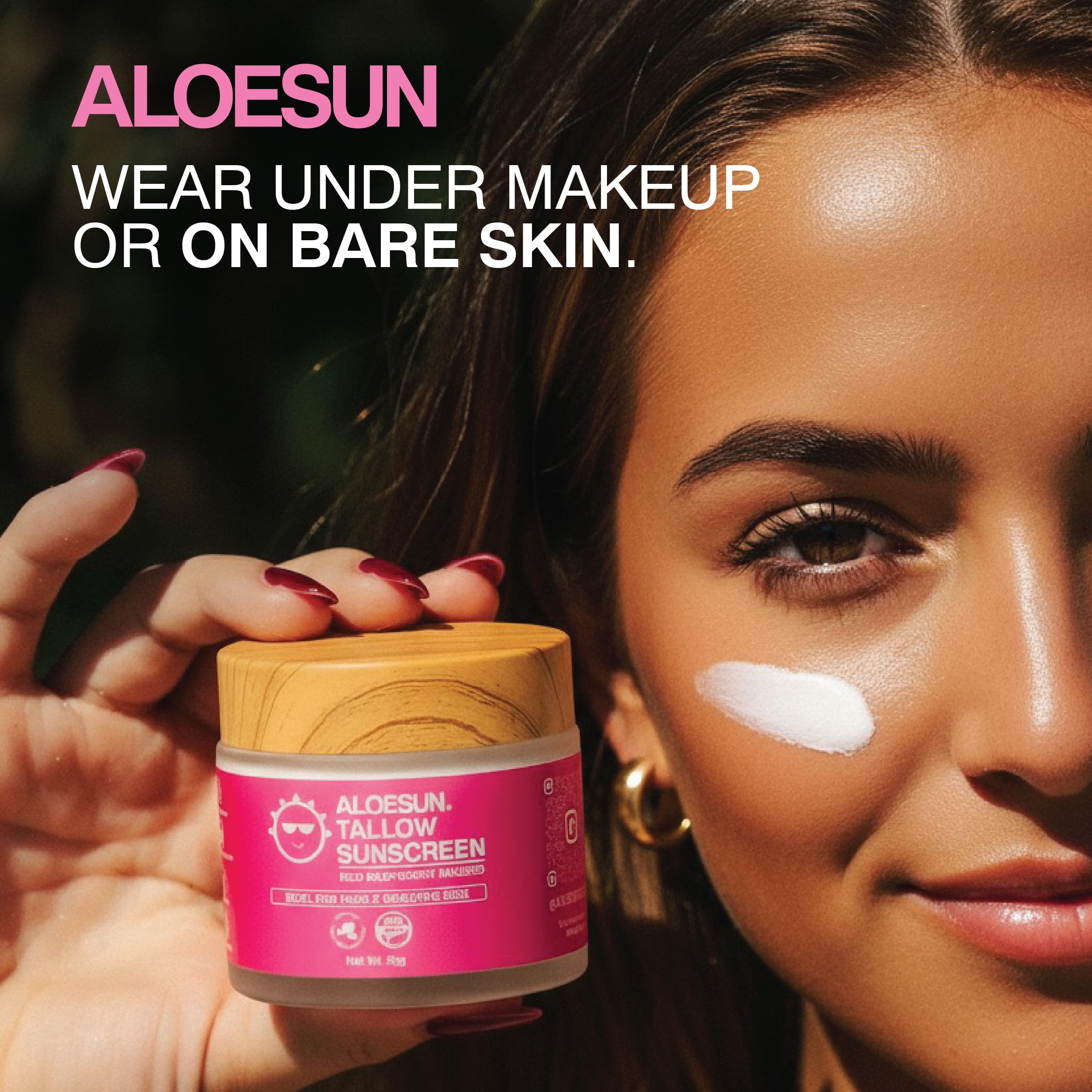 ALOESUN Organic Beef Tallow Sunscreen SPF 30 – Reef-Safe, Non-Nano Zinc Oxide, Travel Size 2.12 oz