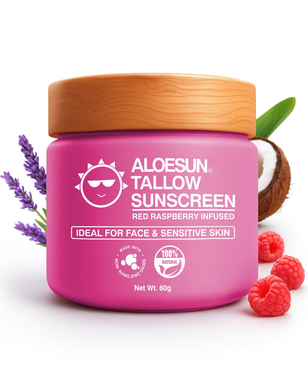 ALOESUN Organic Beef Tallow Sunscreen SPF 30 – Reef-Safe, Non-Nano Zinc Oxide, Travel Size 2.12 oz