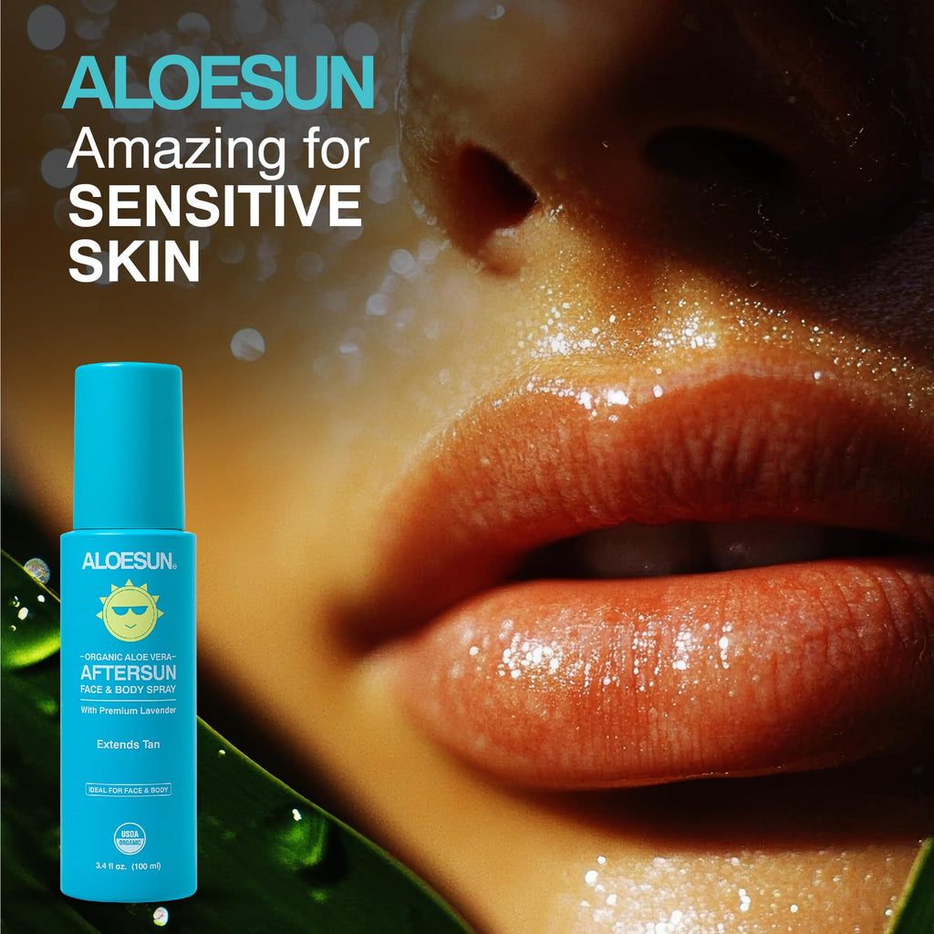 ALOESUN After Sun Face and Body Spray – Organic Aloe Vera & Lavender, Travel Size 3.4 Fl Oz