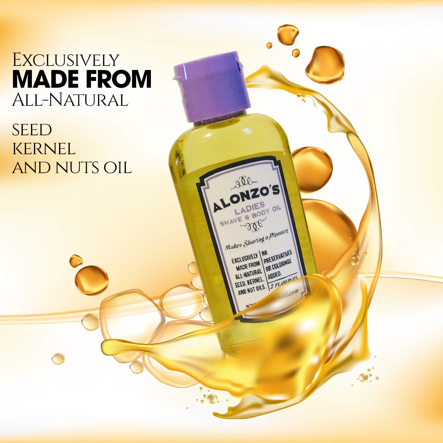 ALONZO'S SENSATIONAL SHAVE: All-Natural Shaving Oil for Women, 2 oz