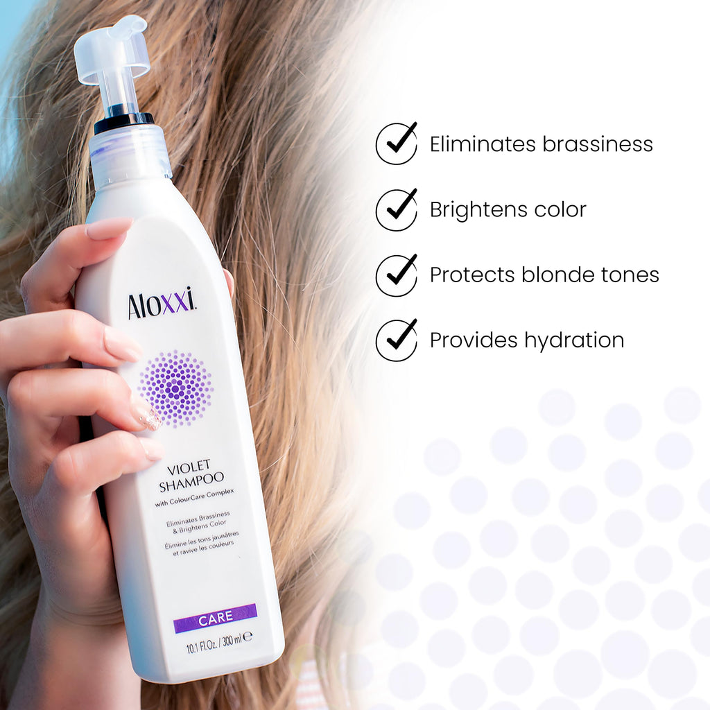 ALOXXI Violet Shampoo for Blonde & Silver Hair — Neutralizes Brassiness & Enhances Luminousity | Paraben & Sulfate Free
