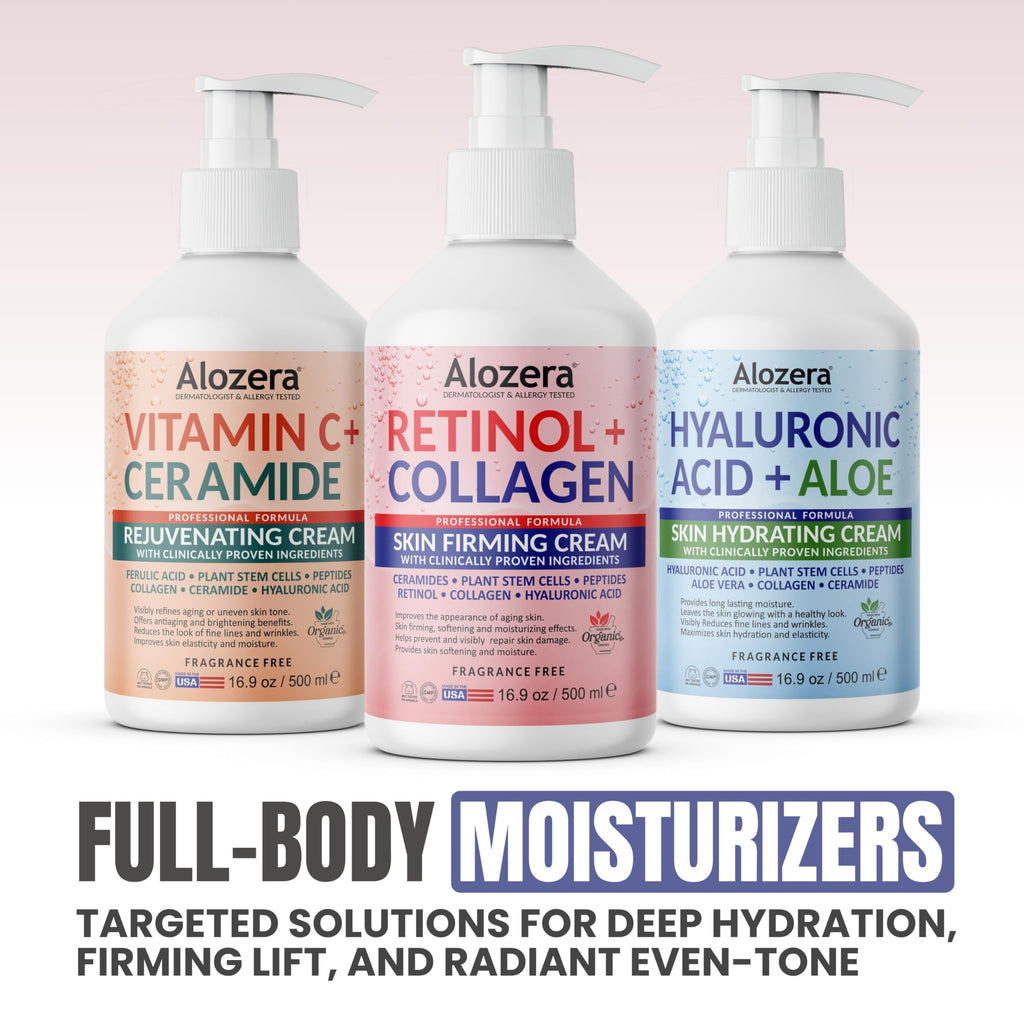 Alozera Skin Firming Retinol Collagen Body Lotion with Stem Cells – Fragrance-Free, Non-Greasy 16.9 oz