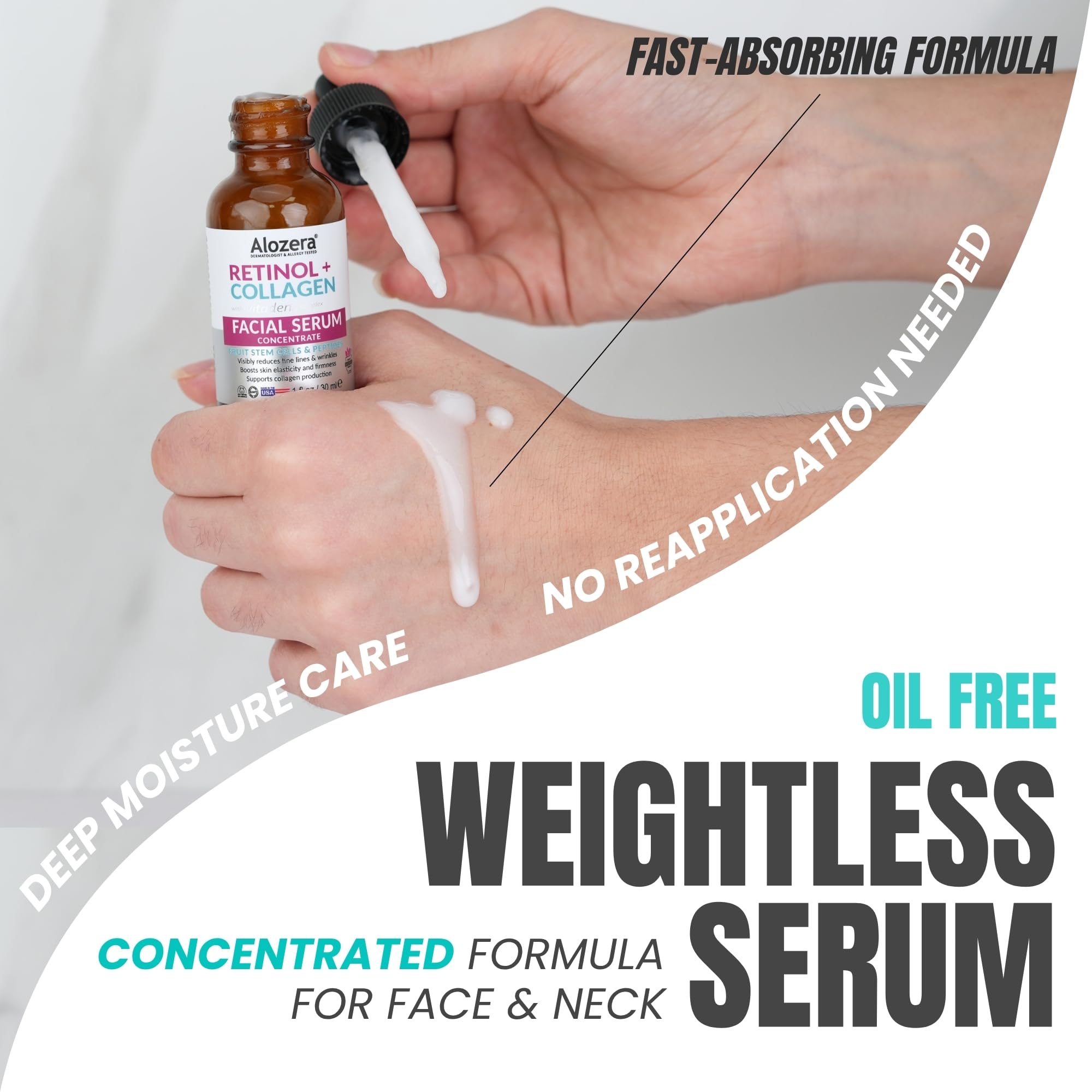 Alozera Retinol Collagen Serum with Stem Cells for Face & Neck – Anti-Aging & Hydration