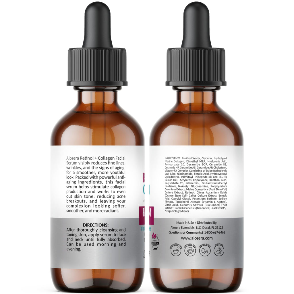 Alozera Retinol Collagen Serum with Stem Cells for Face & Neck – Anti-Aging & Hydration