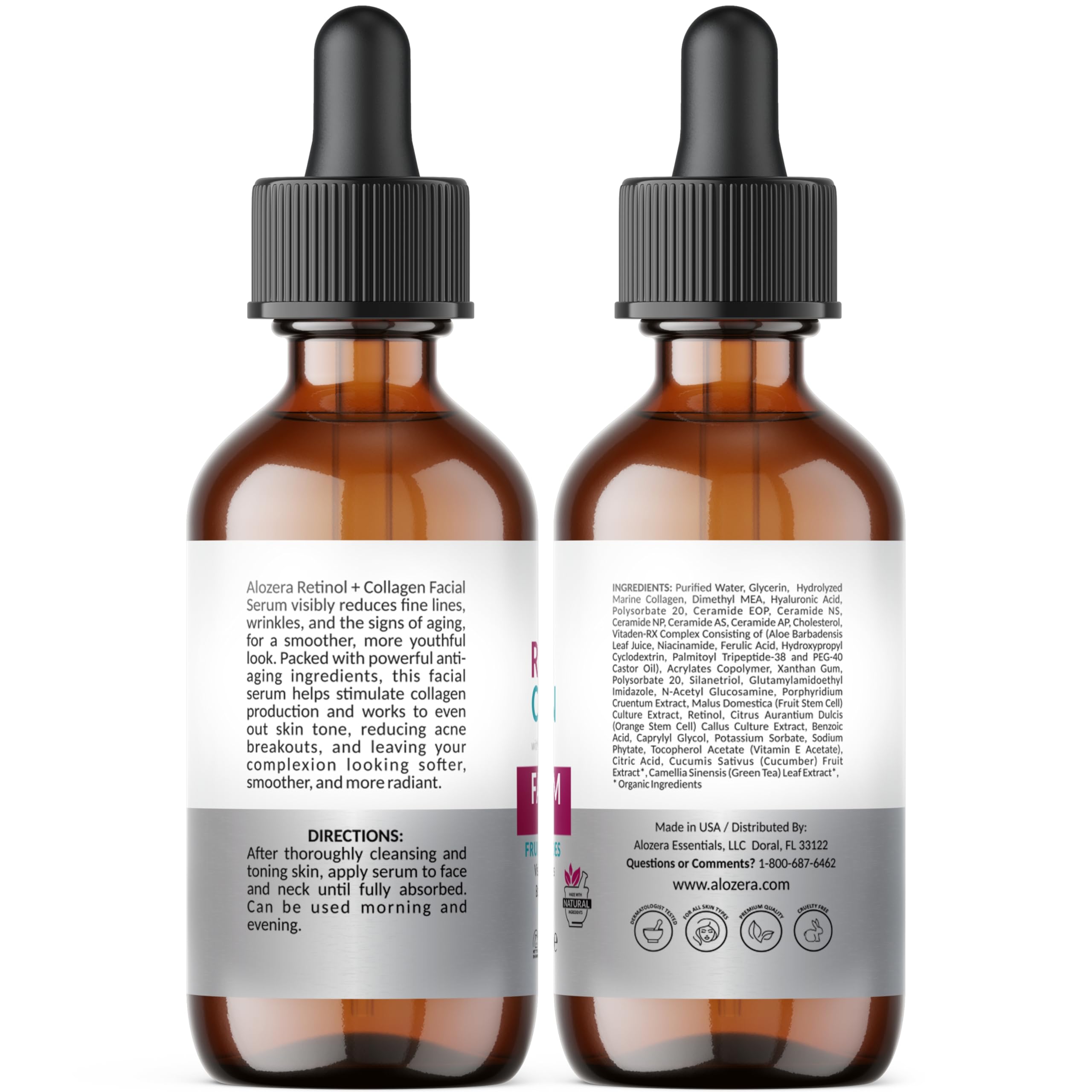 Alozera Retinol Collagen Serum with Stem Cells for Face & Neck – Anti-Aging & Hydration
