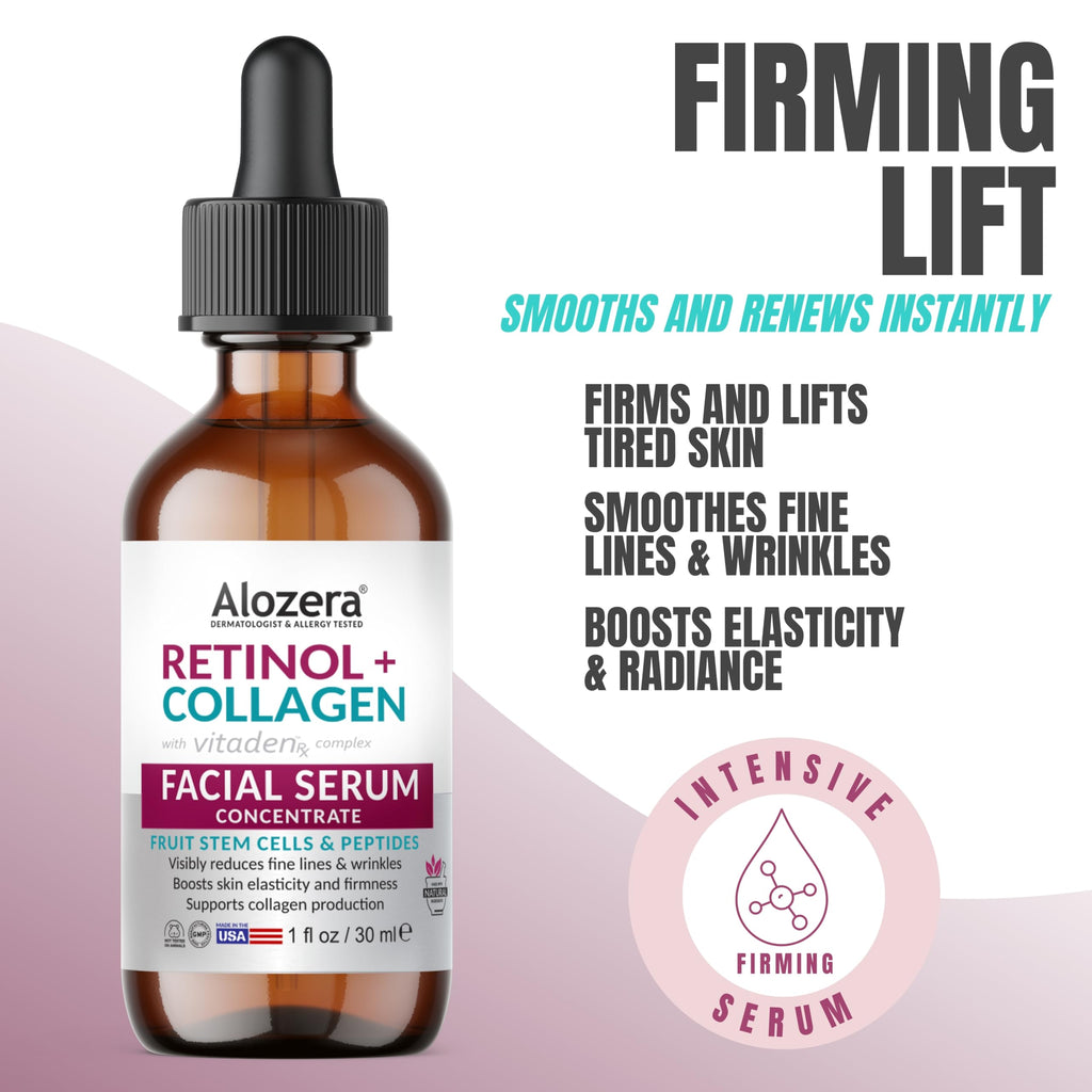 Alozera Retinol Collagen Serum with Stem Cells for Face & Neck – Anti-Aging & Hydration
