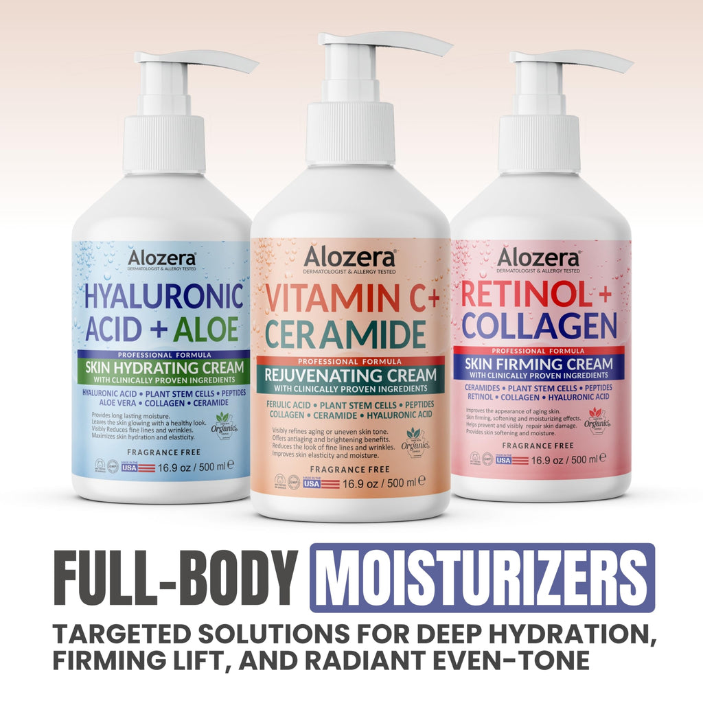 Alozera Vitamin C Body Lotion with Ceramides & Stem Cells – Brightening, Lightweight, Fragrance-Free 16.9 oz