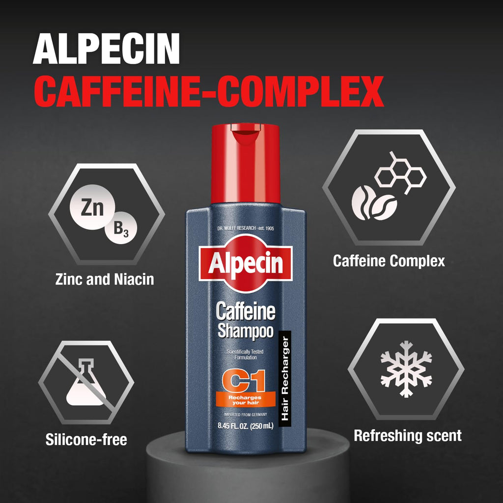 Alpecin C1 Caffeine Shampoo – 12.68 fl oz (Pack of 2) for Natural Hair Growth & Thickness