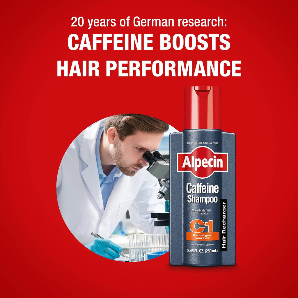 Alpecin C1 Caffeine Shampoo – 12.68 fl oz (Pack of 2) for Natural Hair Growth & Thickness