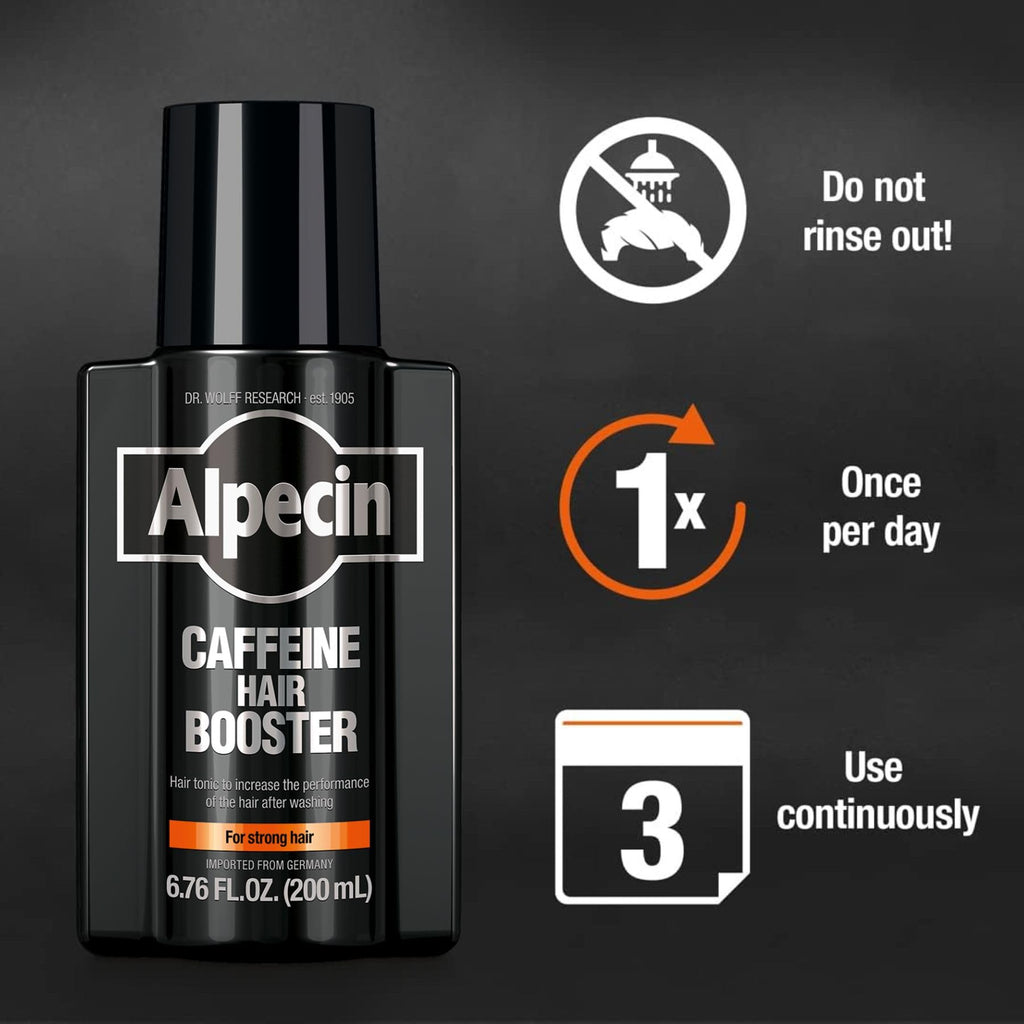 Alpecin Caffeine Hair Booster – Bold Fragrance, 3 x 6.76 fl oz | Hair Performance Enhancer for Thicker, Fuller-Looking Hair | Energizes Scalp