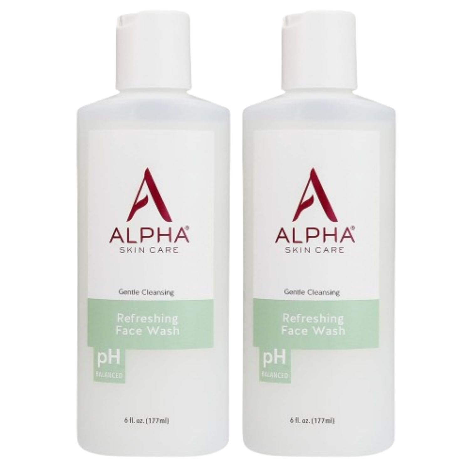 Alpha Skin Care Refreshing Face Wash - Gentle Soap-Free Cleanser with Citric AHA (6 oz, Pack of 2)
