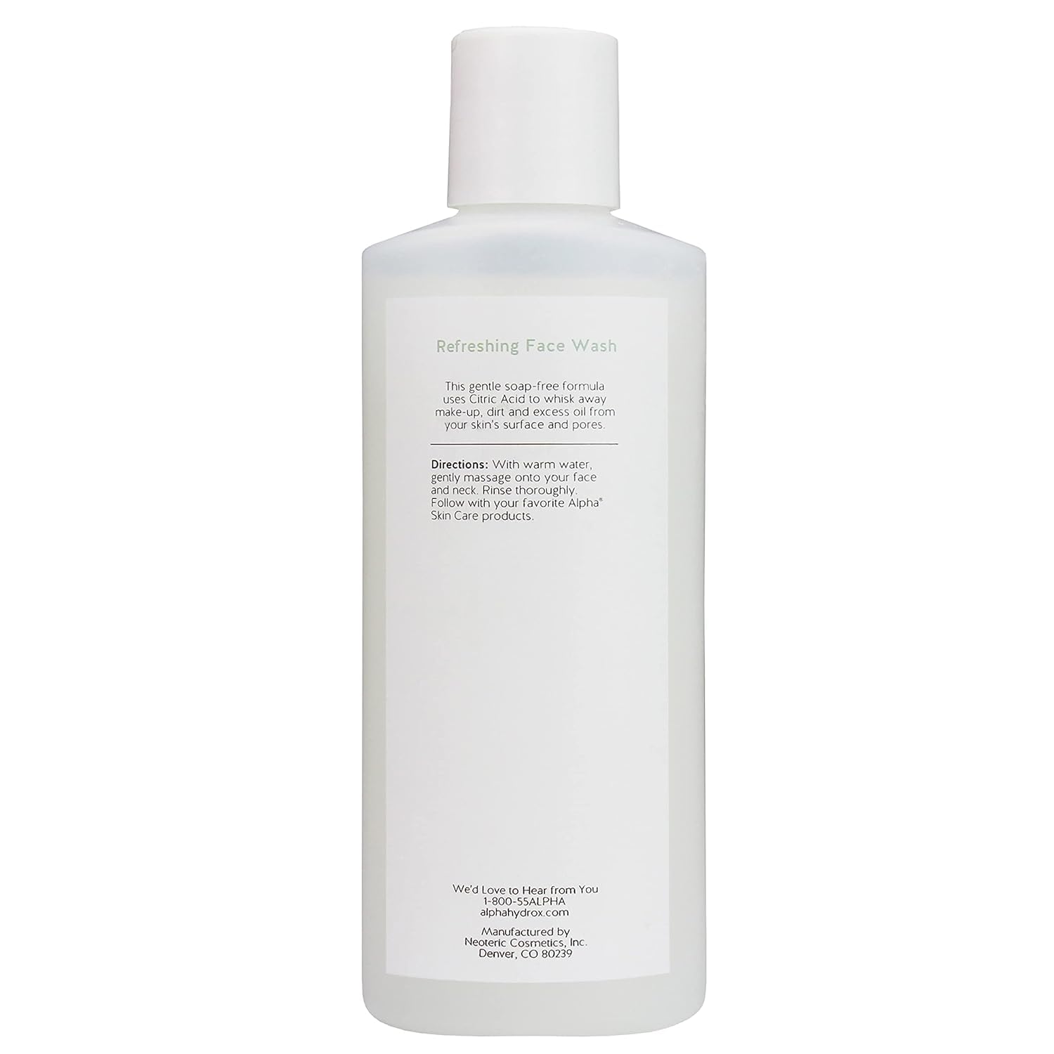 Alpha Skin Care Refreshing Face Wash - Gentle Soap-Free Cleanser with Citric AHA (6 oz, Pack of 2)