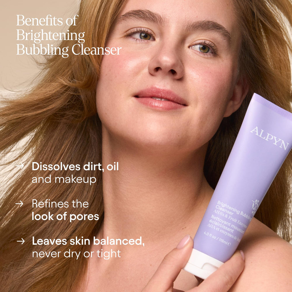 Alpyn Beauty Creamy Bubbling Cleanser with Fruit Enzymes – Gentle Hydration & Exfoliation, 4 oz