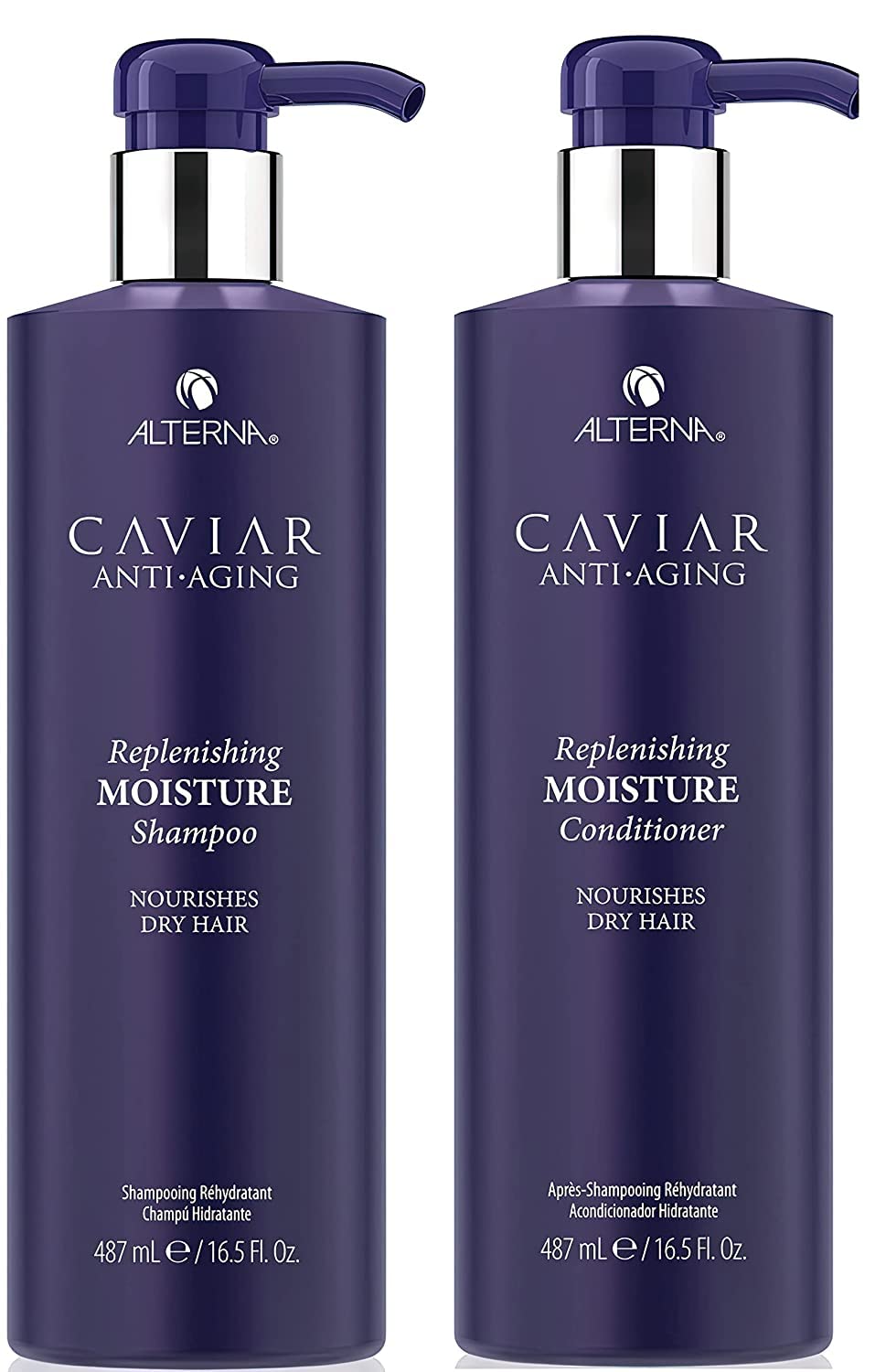 Alterna CAVIAR Anti-Aging Replenishing Moisture Shampoo & Conditioner Set – 16.5 oz | Sulfate-Free Hydration