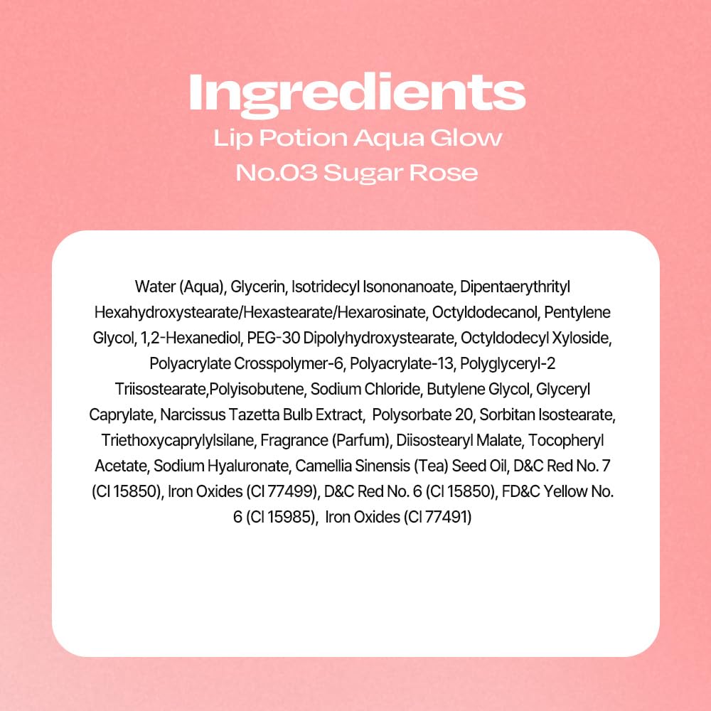 Alternativestereo Lip Potion Aqua Glow No.3 Sugar Rose – Hydrating, Non-Sticky Lip Gloss 0.3 oz