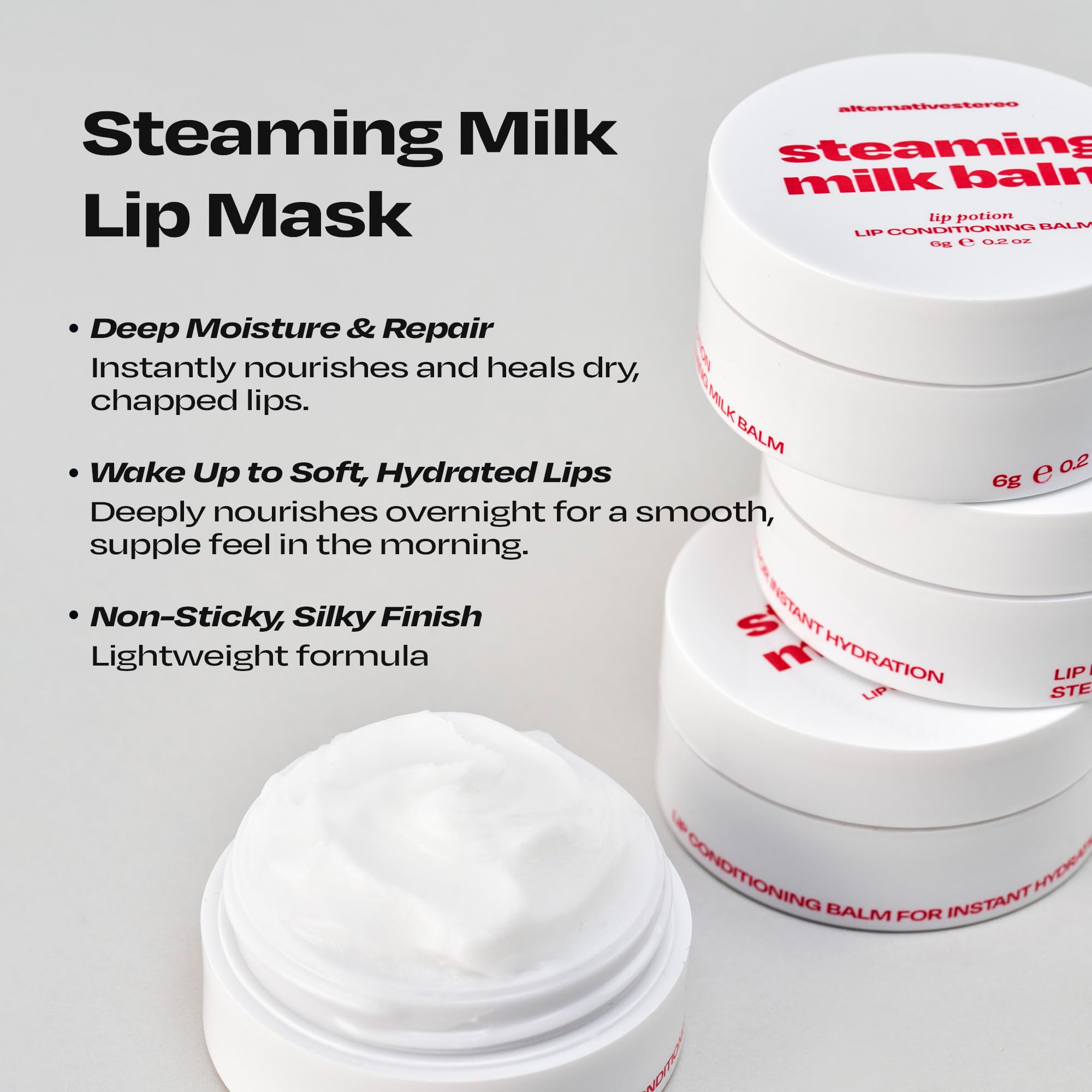 Alternativestereo Lip Potion Steaming Milk Balm – Overnight Lip Mask with Peptides & Collagen (6g)