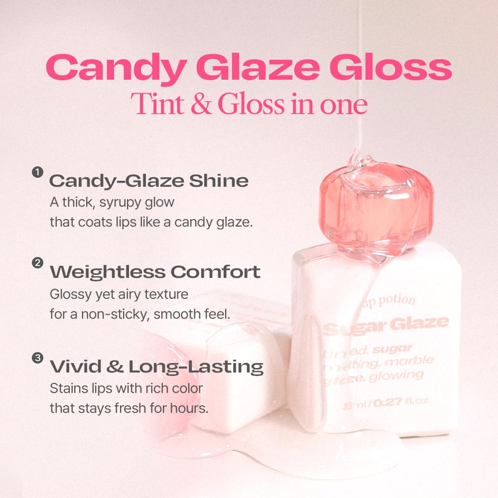 Alternativestereo Lip Potion Sugar Glaze Tint | K-Beauty High-Shine Lip Tint, Hydrating & Non-Sticky, 0.3 oz