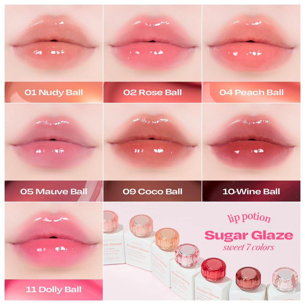 Alternativestereo Lip Potion Sugar Glaze Tint – K-Beauty High-Shine Lip Tint (No.2 Rose Ball) 0.3 oz