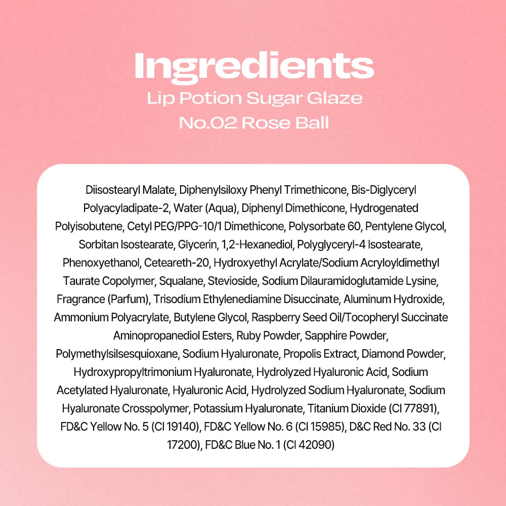 Alternativestereo Lip Potion Sugar Glaze Tint – K-Beauty High-Shine Lip Tint (No.2 Rose Ball) 0.3 oz