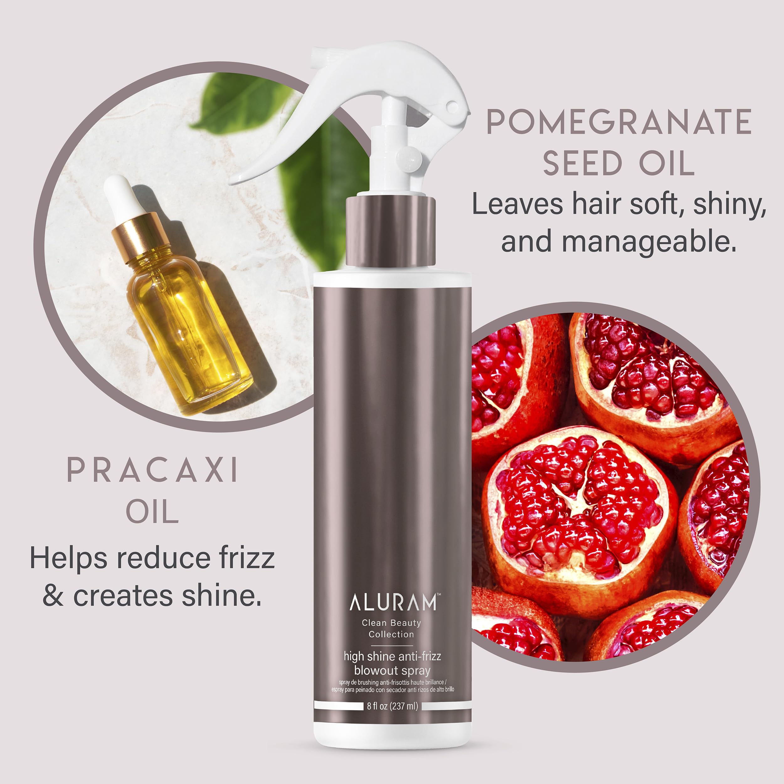 ALURAM High Shine Anti-Frizz Blowout Spray – Heat-Activated Styling Mist, Humidity Protection, 8 oz