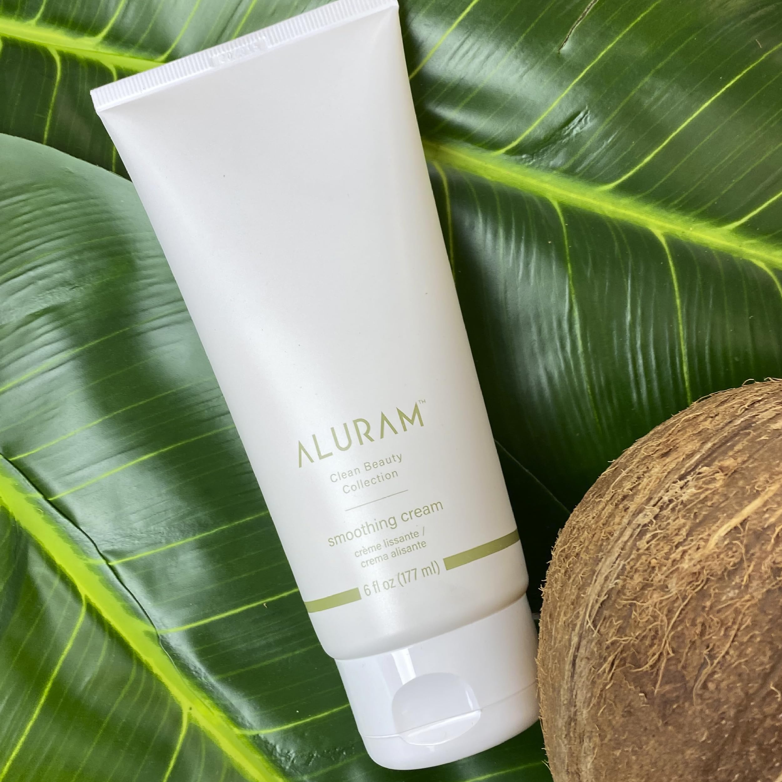 ALURAM Coconut Water Smoothing Cream - Frizz Control & Shine for All Hair Types (6 fl oz)