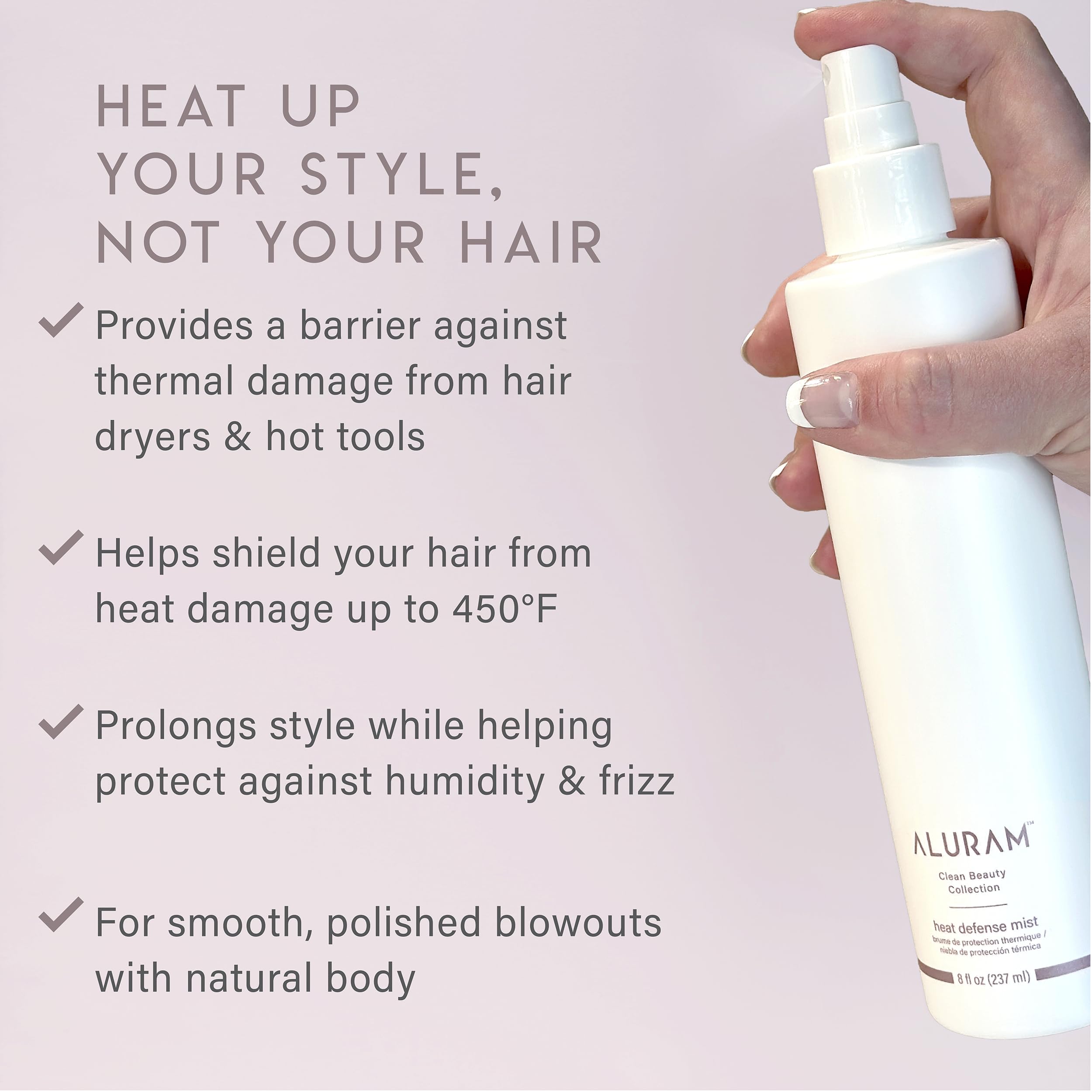 ALURAM Heat Defense Mist - Lightweight Thermal Protectant for All Hair Types (8 Fl Oz)