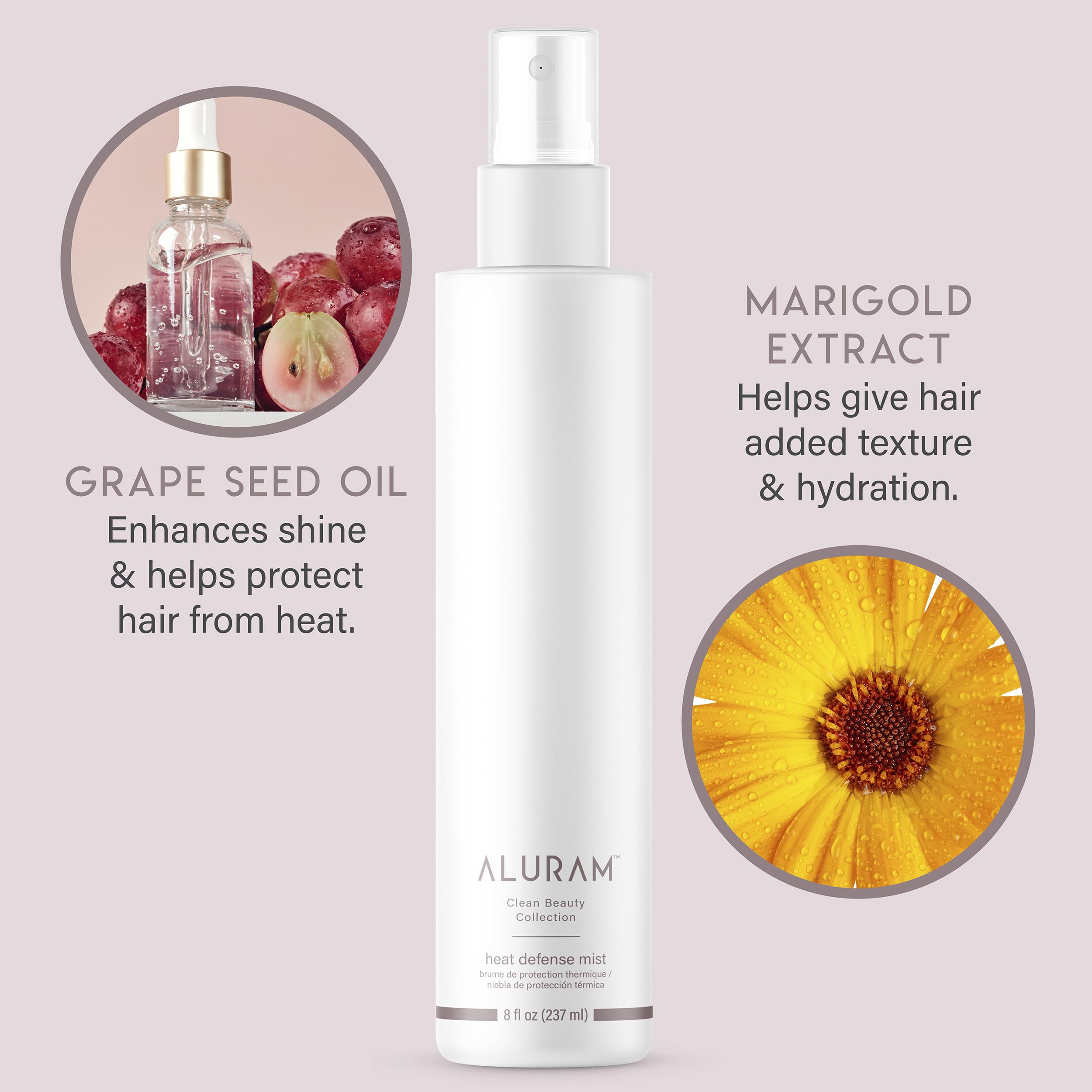 ALURAM Heat Defense Mist - Lightweight Thermal Protectant for All Hair Types (8 Fl Oz)
