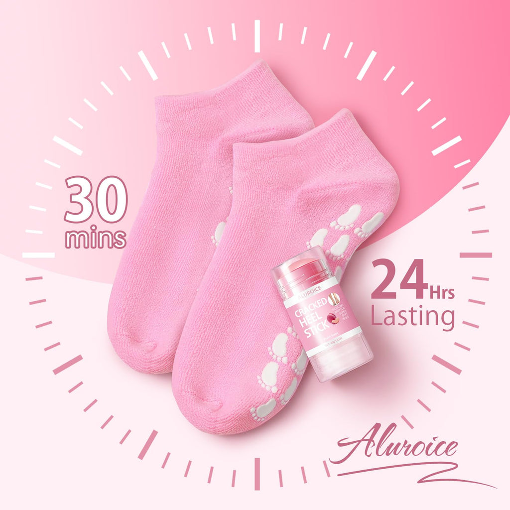 ALUROICE Silicone Moisturizing Socks with Foot Cream – 2-in-1 Dry Feet Care