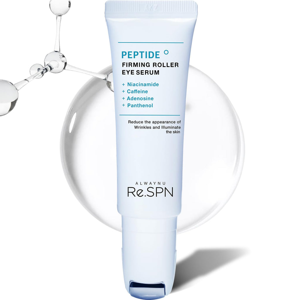 AlwayNu Re.SPN Peptide Firming Roller Eye Serum with Cooling Gua Sha – Niacinamide, Vegan K-Beauty (0.67 fl oz)