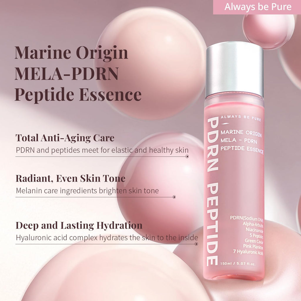 Always Be Pure Marine Origin Mela-PDRN Peptide Essence – Skin Renewal Serum with Salmon DNA & Niacinamide (150ml)